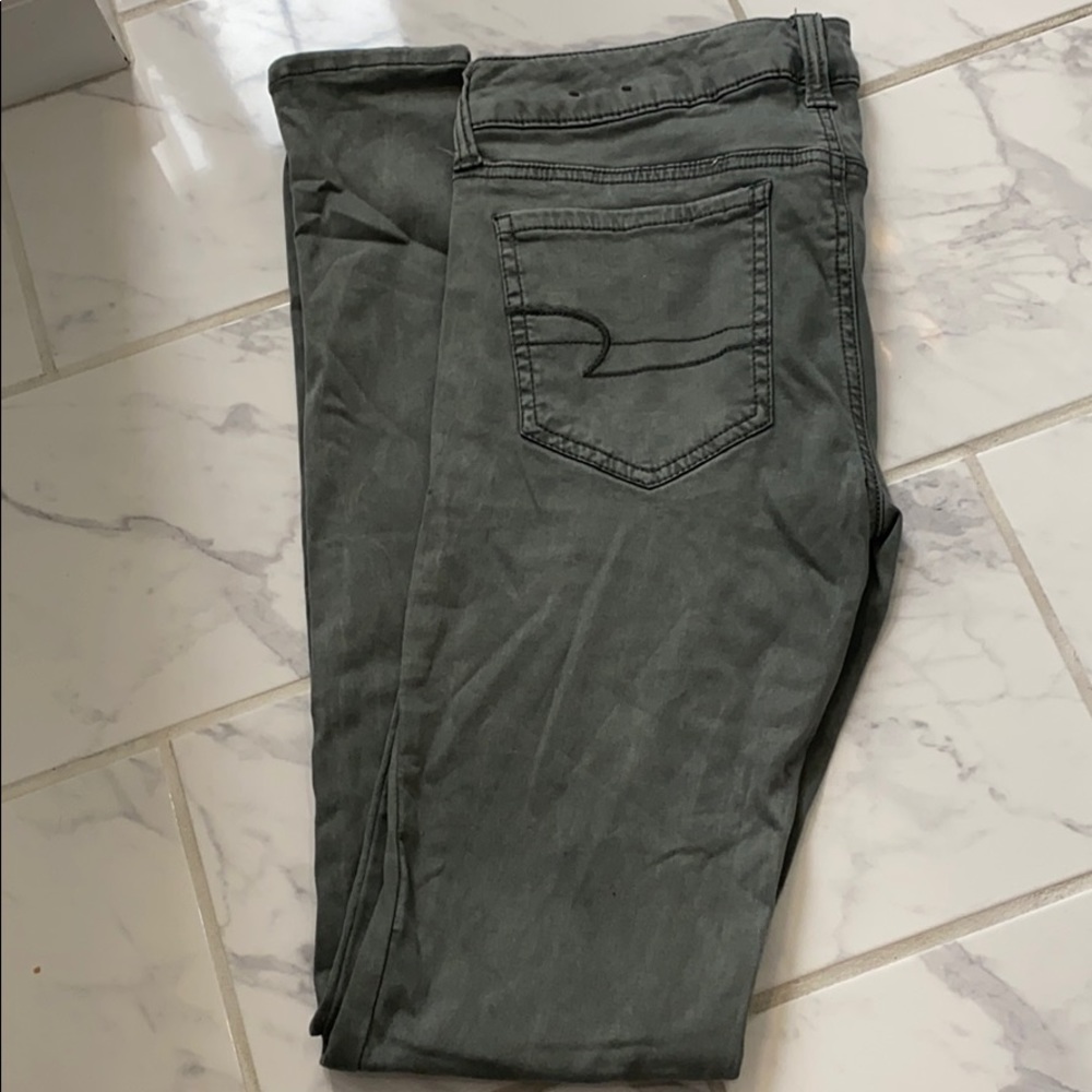 Grey Satin American Eagle Jegging